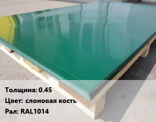 Лист с полимерным покрытием 0.45 слоновая кость RAL1014